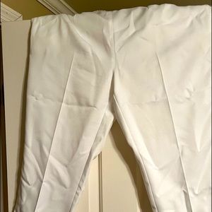 Crisp white pull on elastic waist pants